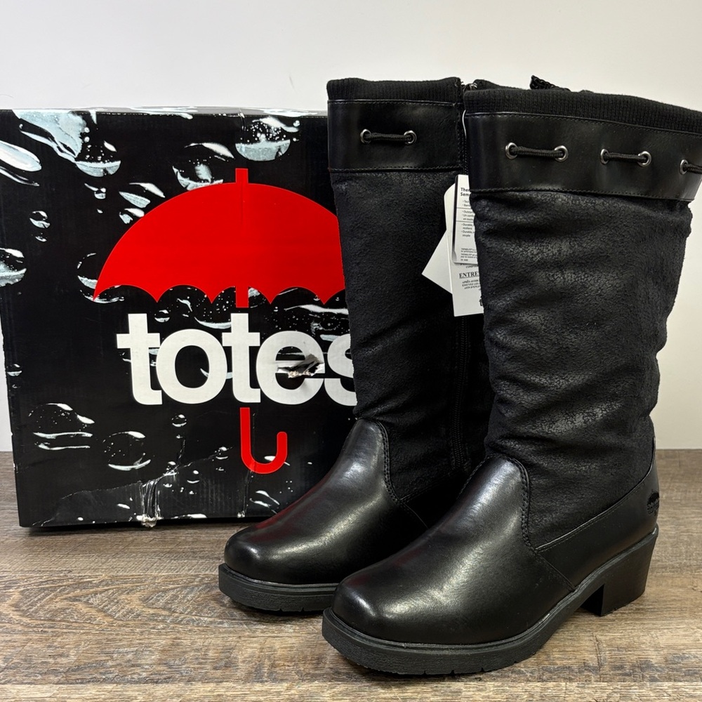 🖤 Totes “Pixie” Waterproof Mid-Calf Boots – Black – Women’s 8